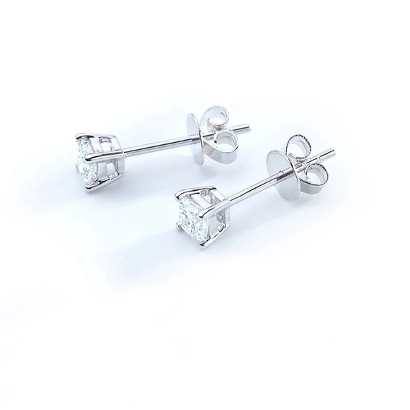 Gumbo Square Cut Simulated Diamond Earrings Studs - Picture 16 of 16